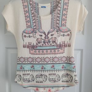 Women's Medium True Blue Elephant Knit Top
